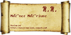 Müncz Máriusz névjegykártya